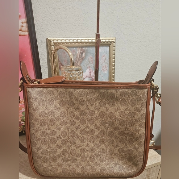SOLD🧡 Coach Coated Canvas Tan Rust Signature Cary Shoulder Bag & Wallet Bundle - Picture 2 of 16
